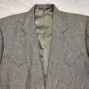 Blazer Men Gray Tweed Circle S Western 44R Color Speck Herringbone cowboy
